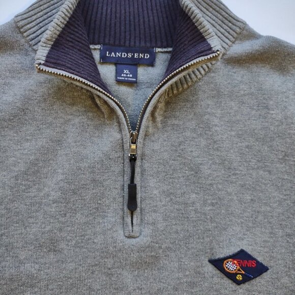 Lands' End Other - Vintage Lands End Men's 1/4 Zip Pullover Retro Embroidered Tennis Size 46-48 XL